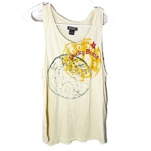 Lucky Brand Beige Graphic Tank Top Sz M